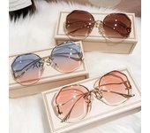 Gafas de sol sin montura, marco de Metal poligonal, moda Popular para mujeres y hombres, gafas de sol redondas grandes para mujer, gafas de sol con gradiente 1