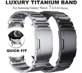 Correa de titanio sin espacio para Samsung Galaxy Watch 7 de 44 mm, correa clásica de 47 mm y 43 mm, Watch 6 de 40 mm, 5Pro de 45 mm, 4Classic de 42 mm y 46 mm, pulsera de ajuste rápido Galaxy watch 4 44mm negro