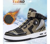 Otoño/Invierno UNISEX Plus Botas de Moto de Terciopelo Botones Giratorios de Gran Tamaño Botas de Paseo de Colisión Antideslizantes de Cuero Deoxy Zapatilla de Deporte para Hombres 37 gris/negro