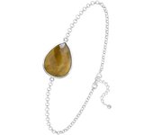 Les Trésors De Lily [R1035] - Bracelet argent artisanal 'Mineralia' oeil de tigre argenté - 18x14 mm marrón