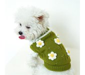Suéter cálido y cómodo para perros, ropa tejida para Gato, jersey floreciente con flores para perros XS color rosa