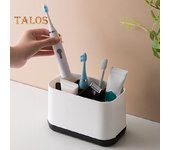 Caja de almacenamiento para cepillos de dientes, gran capacidad, ahorra espacio, Base estable, práctico organizador de cepillos de dientes eléctricos, caja de almacenamiento con soporte, suministros para baño gris