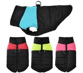 Chaqueta de otoño-invierno para perros con anilla en D para perros pequeños, grandes, gatos, cálida, impermeable, con cremallera, para cachorros, labradores, yorkshire terrier y otros animales. S