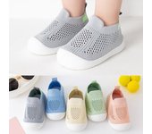 Zapatos de bebé nuevos y populares de primavera, de malla tejida, transpirables, para niños y niñas de 0 a 3 años, zapatillas informales sin cordones, antideslizantes, para antes de caminar 11.5 negro
