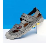 Sandalias masculinas cosidas a mano, zapatos informales de cuero para hombre, zapatos de verano, sandalias de cuero para actividades al aire libre para hombre, zapatos de playa calados, zapatos planos romanos 38