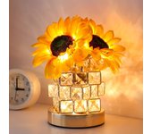 1 lámpara LED de noche con forma de girasol, adorno de cristal rosa, decoración para escritorio, dormitorio, mesita de noche, regalo de cumpleaños Sunflower Lantern