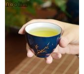 Taza de té hecha a mano Indigo, taza maestra personal para el hogar, vajilla pintada a mano, 60ml