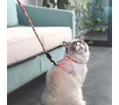 Arnés y correa cómodos para perros y gatos para caminar al aire libre, chaleco con forma de H, correa para mascotas S color rosa