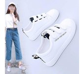 Zapatos de mujer de moda Zapatos casuales transpirables Zapatos planos de primavera y verano con velcro para estudiantes 35 negro