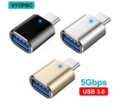 Adaptador LED USB 3,0 a tipo C OTG a USB C USB-A a conector hembra Micro USB tipo C para adaptadores Samsung Xiaomi POCO B Type-c to USB 3.0