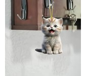 Lindo colgante de gato acrílico para espejo retrovisor, adorno para árbol de Navidad, gatito de dibujos animados 7