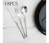 Juego de vajilla con cubiertos dorados, cubiertos de lujo, juegos de acero 18/10, vajilla de calidad, cuchillos, tenedores, cucharas, cucharillas, tenedores para tartas, juego de cena 5pcs plata