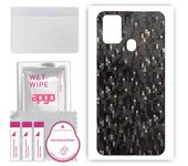 apgo Protective Skin Sticker for the back compatible with Samsung Galaxy M31, Wrap Film, Foil, Vinyl - Pattern Carbon Black Pixel