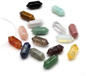 1 colgante de cristal curativo Reiki, piedra natural energética, ágata, piedra preciosa, dijes hexagonales para collar, llavero, péndulo, accesorios de joyería, 9 × 21 mm 1Pc/9×21mm