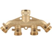 Divisor de manguera de 4 vías de latón para jardín, adaptador de manguera, válvula de bola, conector de válvula de grifo de agua