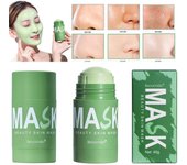 Mascarilla de barro con extracto de té verde, 40g, para puntos negros, eliminador de acné, Control de aceite, limpieza Facial suave, mascarilla sólida Natural 40g
