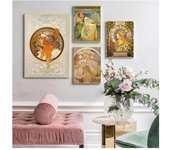 Póster personalizado de Alphonse Mucha, póster en lienzo de 30x45cm, 40x60cm, arte, decoración del hogar, tela, póster de pared, impresión de tela de seda sin marco 21*30cm