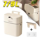 Cubo de basura para cocina de 7/9L, cubo basura colgante para puerta, gran capacidad, cubo de basura montado en la pared para cocina, caja de residuos para mostrador a prueba de olores 7L beige