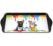 Les Trésors De Lily [R6797] - Bandeja para tartas de melamina negra multicolor 'Bulldog' (artista pintor) - 30. 5x15cm negro