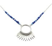 Les Trésors De Lily [P9257] - Collier argent 'Boho' bleu argenté rhodié - 25x15 mm azul