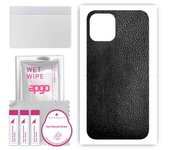 apgo Adhesivo protector para la parte trasera compatible con Apple iPhone 12 Pro, film envolvente, lámina, vinilo - Patrón Cuero negro