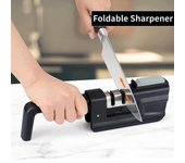 Afilador de cuchillos rápido de mano para cocina, multifunción, tijera para afilar cuchillos, color negro, con piedra de afilar, herramienta de afilado plegable XXL rojo