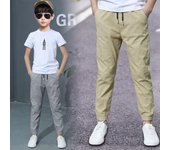 Pantalones Niño Niños Primavera Sólido Algodón Lino Pantalones Niños Pantalones Niño Moda Pantalones Rectos Completos 110CM gris