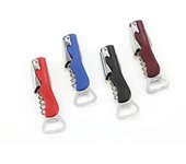 Abridor de cerveza de acero inoxidable 4 en 1, herramienta multiusos para abrir vinos, utensilio de cocina portátil para el hogar con pequeño cuchillo plegable. negro