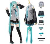 Disfraz de Anime Vocaloid Miku, vestido con peluca, trajes de Cosplay Kawaii, Disfraces para fiesta de Carnaval y Halloween XXL