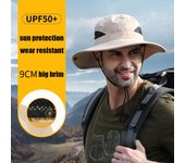 Sombrero de pescador multifuncional a la moda para hombres y mujeres, sombrilla de ala ancha para exteriores, sombrero de cubo para escalada anti-ultravioleta para senderismo adjustable 56-60cm