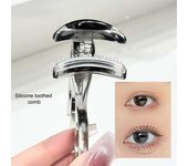 Rizador de pestañas con peine de silicona, portátil, de viaje, con mango ergonómico, pinza para pestañas, profesional, para principiantes, para mujeres. color rosa