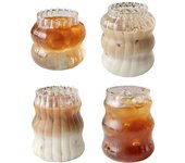 Tazas de vidrio estriadas onduladas de 530ml/650ml, taza de té con leche, taza de café de vidrio 410ml