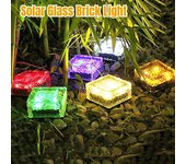 Luces solares para exteriores con forma de cubo de hielo, ladrillos y rocas, con energía solar, 1 LED, para caminos en el suelo, patios, jardines, etc. blanco
