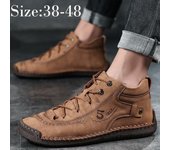 Botas de cuero para hombres Zapatos de gran tamaño 38-48 Zapatos de cuero de PU hechos a mano para hombres Zapatos casuales de suela suave 38 negro