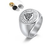 Anillo de acero de titanio Anillos de hombre de acero inoxidable con nudo triangular eterno a la moda 7# plata