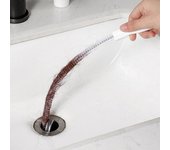 Cepillo de drenaje flexible para atrapar el pelo, mango ergonómico largo, limpiador de tuberías, accesorios para fregadero blanco