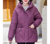 Chaquetas de talla grande XL-5XL para mujer de mediana edad, parkas cortas de invierno con capucha, elegantes, holgadas, gruesas y cálidas, abrigos para mujer XL negro