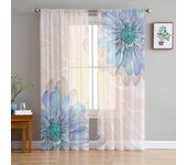 Cortinas transparentes de flores de acuarela de Dalia, decoraciones para ventanas del hogar, cortinas de tul de gasa para sala de estar, dormitorio, cocina W135 x H115cm x1