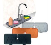 Alfombrilla absorbente de silicona para grifo de cocina, protector contra salpicaduras para fregadero, alfombrilla protectora para encimera, almohadilla de drenaje para utensilios de cocina y baño naranja