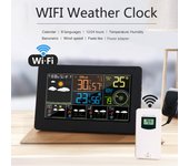 Estación meteorológica multifuncional con WiFi, Control por aplicación, Monitor meteorológico inteligente, temperatura interior y exterior, humedad, viento barométrico US Plug