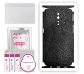 apgo Protective Skin Sticker for the back+sides compatible with Oppo Reno Z, Full Wrap Film, Foil, Vinyl - Pattern Black Leather
