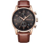 Hugo Boss 1513496 Reloj cronógrafo Navigator con correa de cuero marrón para hombre