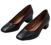 ¿Dónde está eso de los zapatos de tacón de bloque bajo con punta cuadrada de cuero sintético Seattle para mujer/señoras 5 UK negro