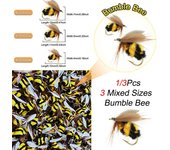 1/3 Uds cebos de pesca insectos artificiales abejorro trucha señuelo de la pesca con mosca cebo biónico 1Pcs-Size 10
