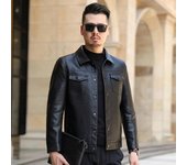 Chaqueta de cuero genuino de otoño para hombres Chaqueta de cuero de solapa corta ajustada para hombres de mediana edad y jóvenes Chaqueta de cuero de motocicleta 4XL