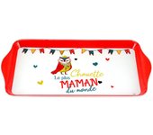 Les Trésors De Lily [R6566] - Bandeja para tartas de melamina naranja y blanca 'Maman' (la mamá más linda del mundo) - 30x15cm naranja