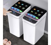 Cubo de basura inteligente con Sensor inteligente, cubo de basura eléctrico automático de 12L, cubo de basura de inducción impermeable con USB USB white dual mode blanco