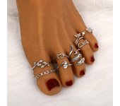 Juego de 9 anillos ajustables para dedos del pie con diseño de mariposa vintage, de cobre, con diseño de corazón y hueco geométrico, para uso diario y de fiesta, apto para todas las estaciones.