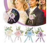 Pulsera con ramillete para la muñeca, ramillete y ramillete para fiesta de graduación, pulsera con ramillete de rosas para aniversario de bodas, fiesta de graduación One Size