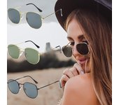 Gafas de sol pequeñas con montura redonda y montura metálica, modernas, para hombre y mujer, clásicas, a la moda.
